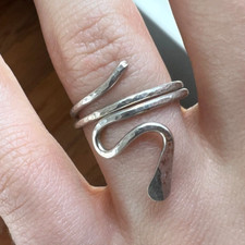 Sterling Silver Snake Ring 8.5 Artisan Handmade Unisex Jewelry 925 Hammered Art