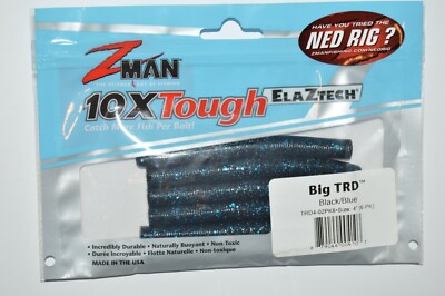 z-man zman big trd 4'' naturally bouyant ned rig lure black blue