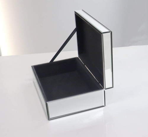 Silver Glass Mirrored Jewelry Box Beautiful Finish Storage Sturdy Organizer High - Picture 4 of 12