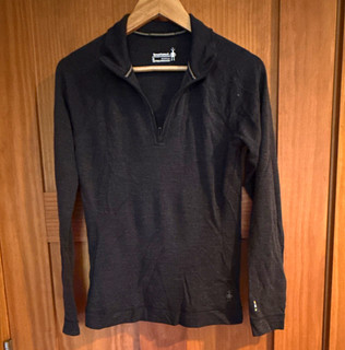 Maglione donna Smartwool maglia lana nera 1/4 zip finto collo raglan M