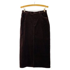 Vintage brown corduroy preppy western cottagecore slit midi skirt 10