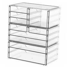 3 Pack Clear Storage Drawers With 10 Drawers,Stackable 11.1&rdquo; Large 10 Drawers
