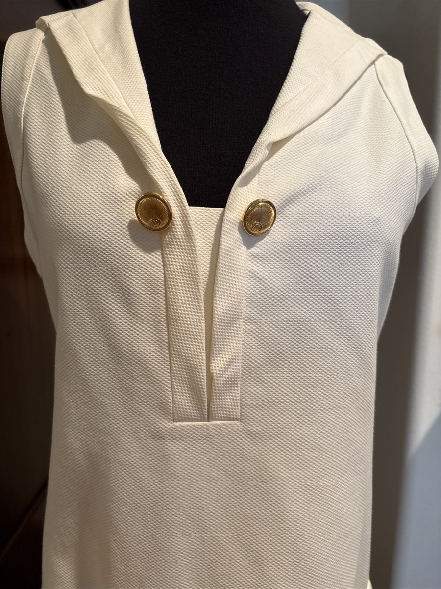 Vintage Chanel sleeveless Top w/rear Sailor collar Cream *SZ S* 8
