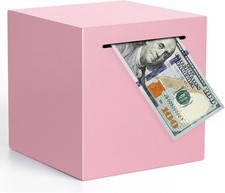 Adult Piggy Bank Must Break Open Stainless Steel Pink 4.72" Metal Savings