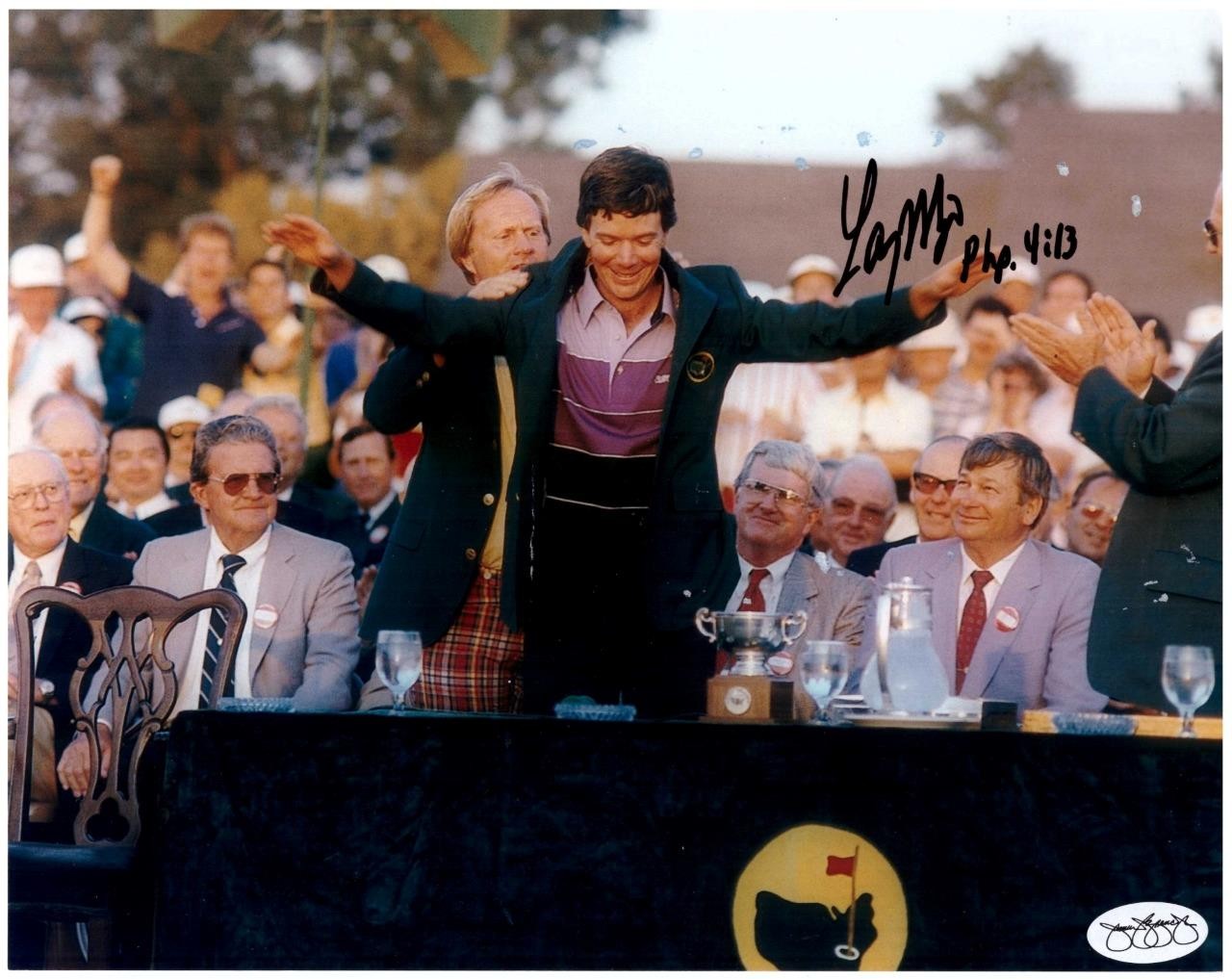 LARRY MIZE Signed 8x10 Masters Green Jacket Photo JSA