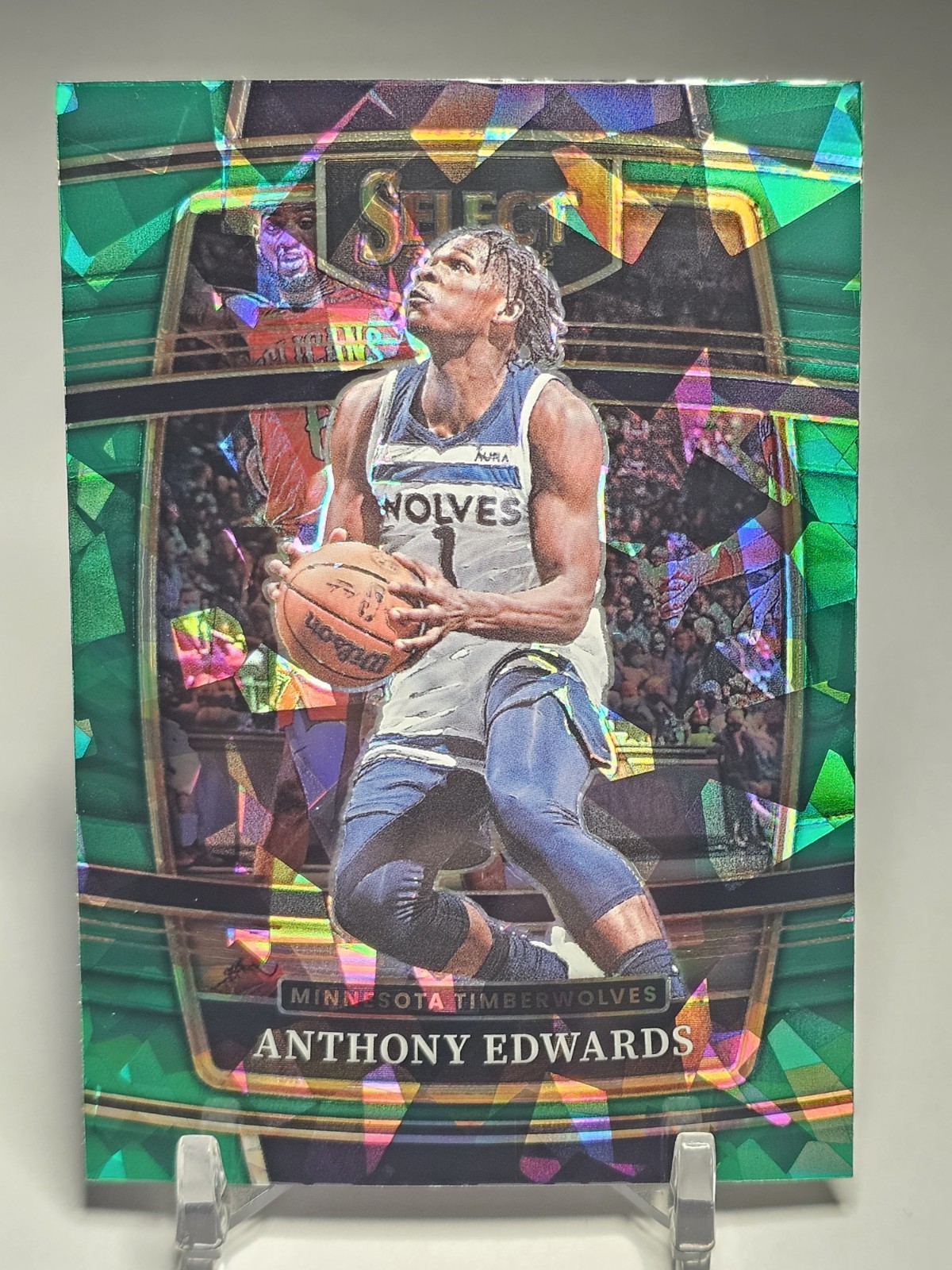 2021-22 Select Anthony Edwards #49 GREEN Cracked Ice Prizm SP-Wolves