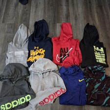NIKE UNDER ARMOUR ADIDAS Hoodie Lot Of 8 Boy's XL Sweatshirts Hooded Jackets