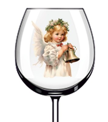 12x Bunter Weihnachtsengel UVDTF Aufkleber-Becher Weinglas Flasche Becher
