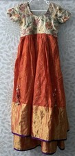 Girl  s S Indian Traditional Dress Floral Embroidery Layered Shells Orange