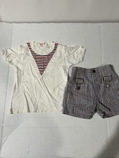 Vintage Buster Brown Kids Size 5 Shorts Set 80s 90s Red White Blue Striped READ
