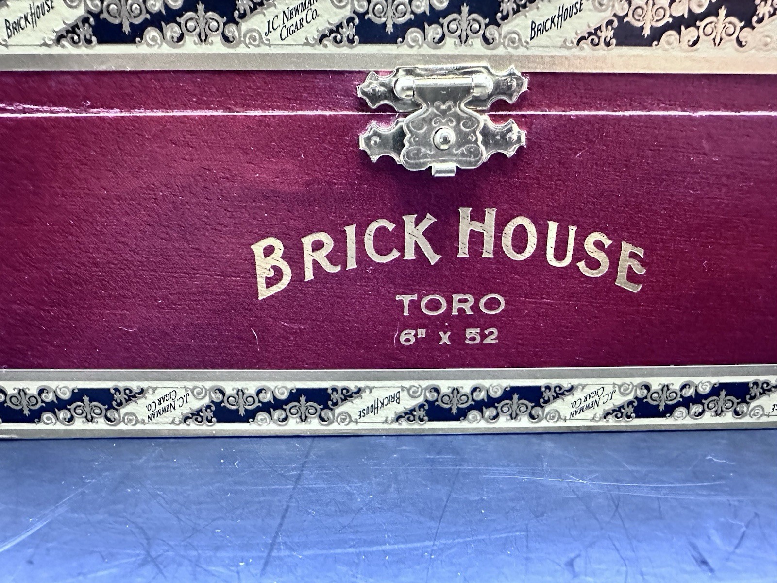 Brick House Toro Cigar Wood Box Gold Latch Empty J C Newman Cigar Co Red Gold