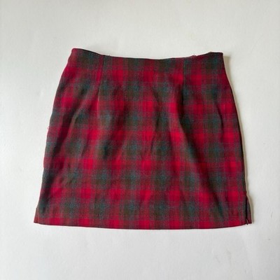 Vintage B HIPP Red Plaid Mini Skirt Side Slits