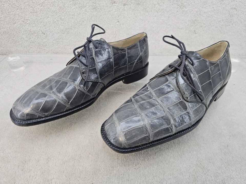 Ручной работы Vero Cuoio подлинный серый аллигатор мужской платье туфли размер 11 - Изображение 2 из 4