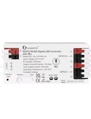 GLEDOPTO ESP32 WLED LED Strip Controller Mic UART Download Music Sound Dynami...