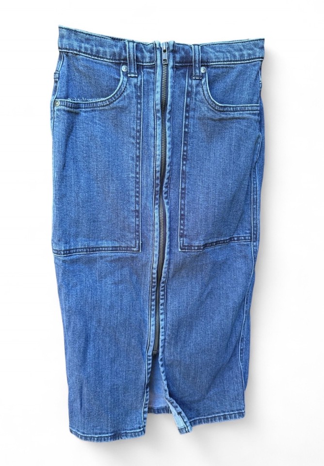 Women Sportsgirl Denim Blue Midi Corset Blue Jean Skirt with zip details 6