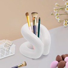 Creamy White Ceramic Holder Stand Modern Toothbrush Holder Makeup Brush Holder