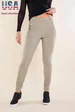 Anatomie Women's M Pant Khaki Marisa Curvy Hi Waist Golf Pockets Belt Loops NEW