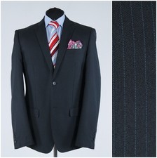Mens Striped Blazer 42R UK Size PIAZAITALIANMAN Dark Grey Sport Coat Jacket