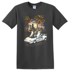 Lamborghini Countach Old Car T Shirt Classic Supercar Sunset Tee Vintage