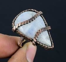 Moonstone Handmade Gemstones Copper Wire Wrapped Wonderful Jewelry Ring