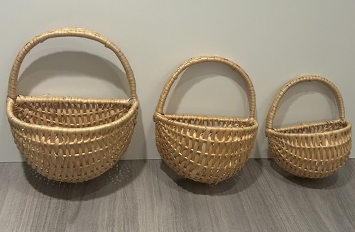 Vintage Set Of 3 Half Round Wall Hanging Nesting Baskets