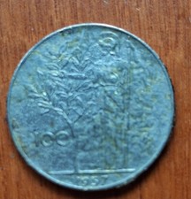 RARA MONETA 100 LIRE 1957 - REPUBBLICA ITALIANA - DEA MINERVA / TESTA CON ALLORO