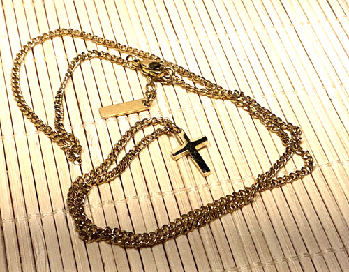 Sava Necklace Gold Tone Cross Pendant Charm Lot 97C