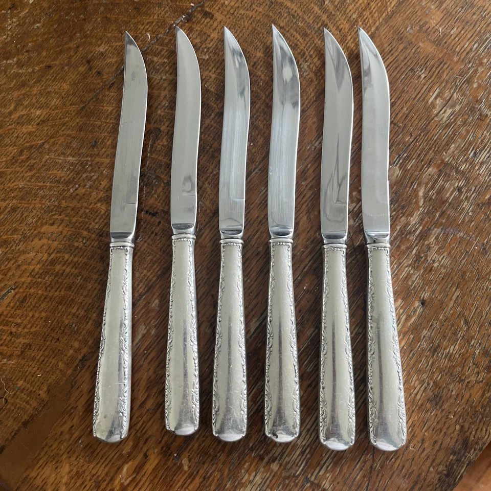 Juego de 6 cuchillos para carne huecos Gorham Camellia - 8 7/8" Foto 2 de 4