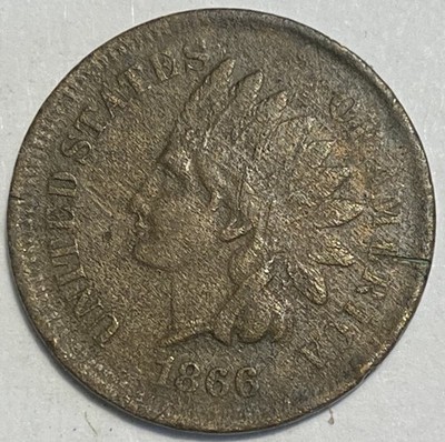 1866 Indian Head Cent Penny (env511)