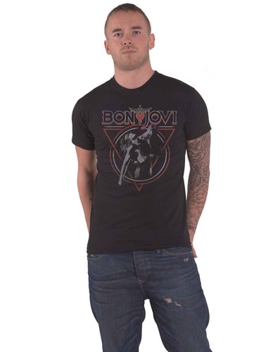 Bon Jovi T Shirt Triangle Overlap Band Logo new Official Mens Black XL