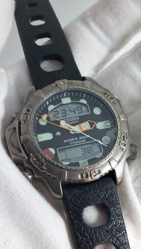 Citizen Promaster Aqualand Titanium Ana-Digi Diver 200M C500 Dive Log Japan 90s