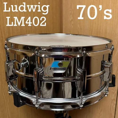 "Rare 70's Vintage Ludwig LM402 Black O Badge Snare Drum"