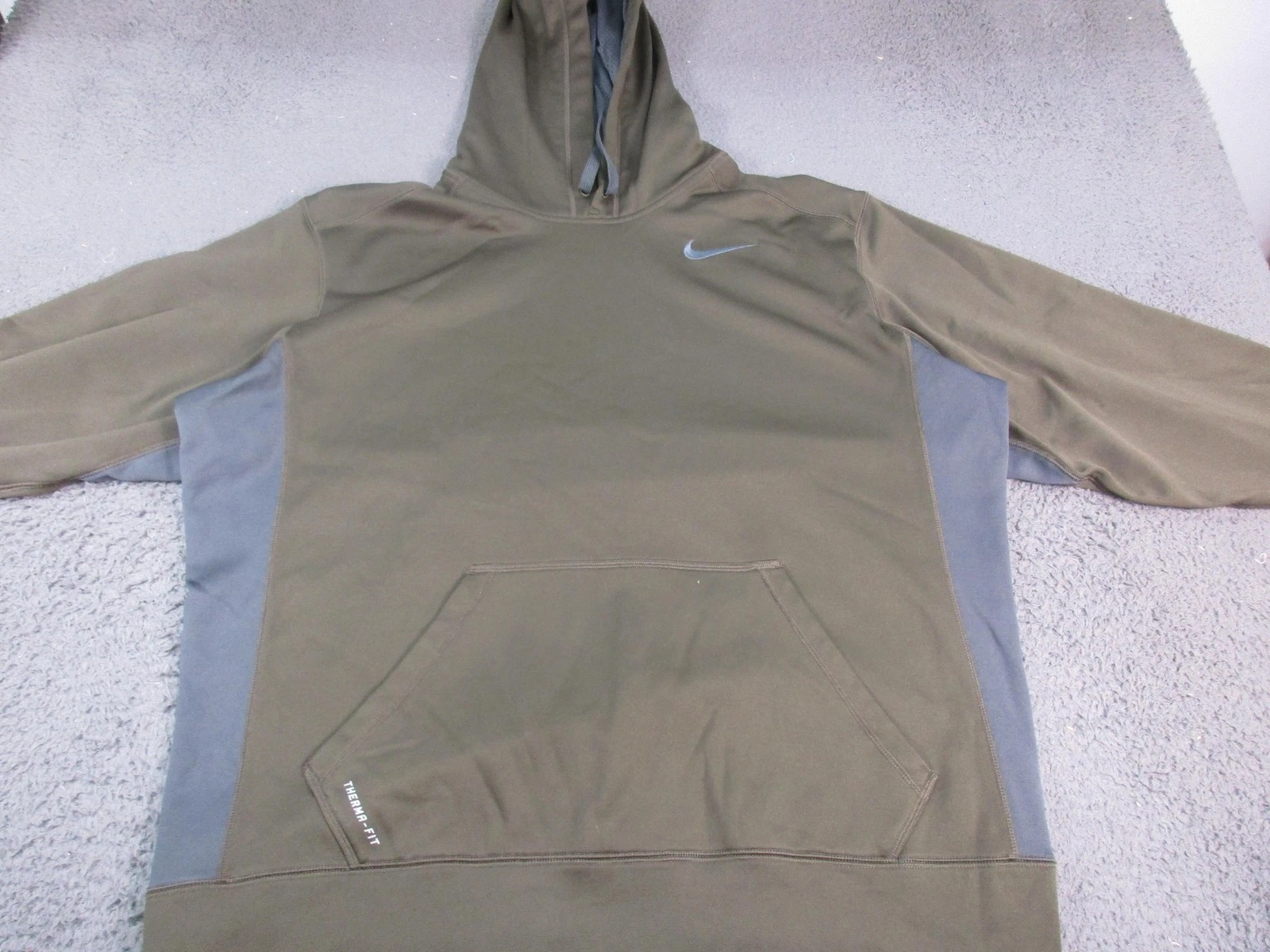 Nike Therma-FIT Hoodie Mens XL Green Pullover Fleece Kangaroo Pocket Athletic