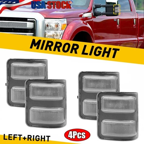 4xLED Side Mirror Marker Lights Housing For 08-16 Ford F350 F450 F550 Super Duty