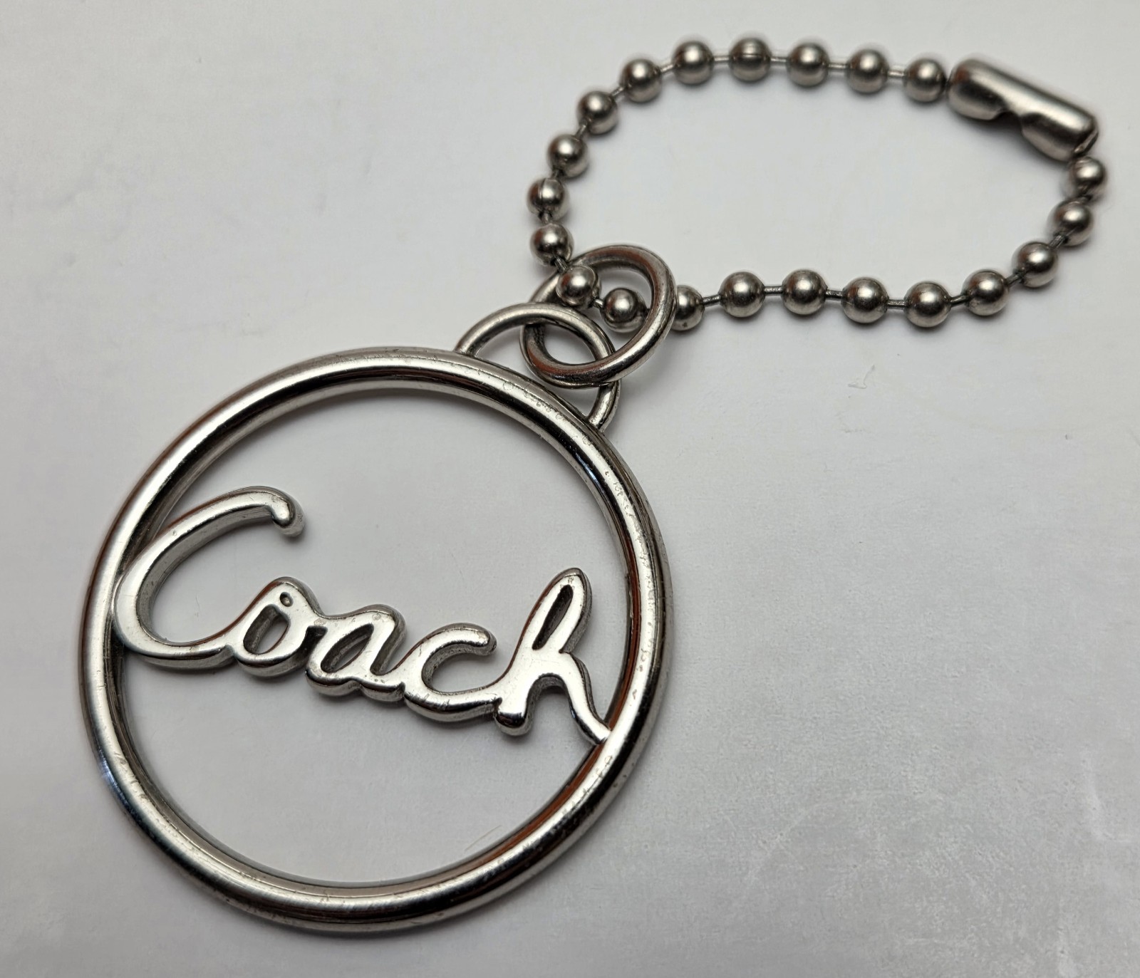 Coach Round Silver Color Script Spellout Metal Ha… - image 4