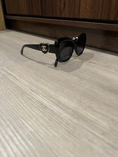 CHANEL heart shaped Cat Eye Sunglasses Black Frame Black Tinted Lens Logo