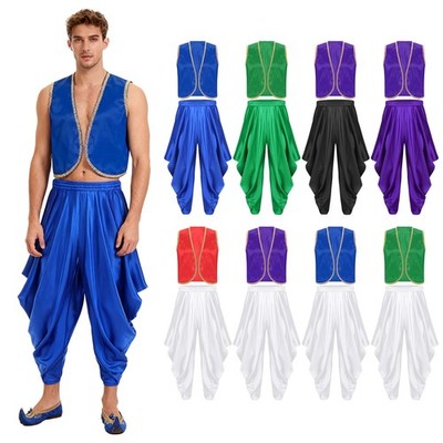 Mens Costume Gold Trim Arab Prince Dress-up Uniform Halloween Show Outfits Top | eBay Mens Costume Gold Trim Arab Prince Dress-up Uniform Halloween Show Outfits Top | eBay