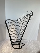 Vintage Black Metal Lyre Harp Shaped 22  Tall