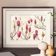 Original Watercolor Spring Magnolia Buds 10x14 Painting Unique Artwork Wall Art