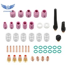 49Pcs TIG Welding Torch Stubby Gas Lens Pyrex Glass 10 Cup Kit for WP-17/18/26