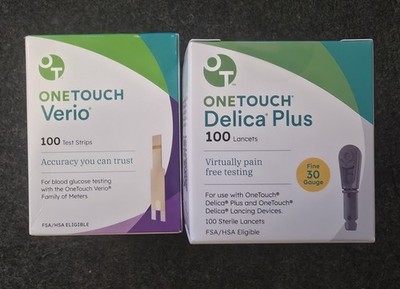 200 One Touch Verio Blood Glucose Test Strips and 200 Delica Plus Lancets