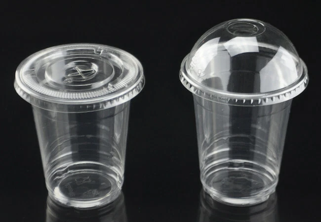 Smoothie Milkshake Cups Lids 10oz 12oz 15oz Clear Plastic Domed Disposable