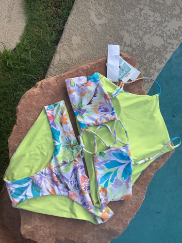 ROXY PT BEACH CLASSIC HIPSTER TROPICS BIKINI SWIMSUIT - L 12/XL 14 NEW - Picture 2 of 3