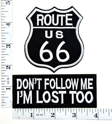 Embroidered 2-Patch Set - Motorcycles - Travel - Route 66 - Don t Follow Me