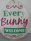 Easter Themed Hanging Wall Sign Decor "Every Bunny Welcome"