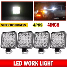 4Pcs 80W LED Work Light Truck OffRoad Tractor Flood Lights 12V Square 4 Inch