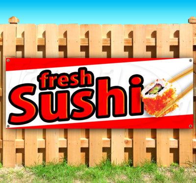 FRESH SUSHI Advertising Vinyl Banner Flag Sign Many Sizes CARNIVAL FAIR FOOD