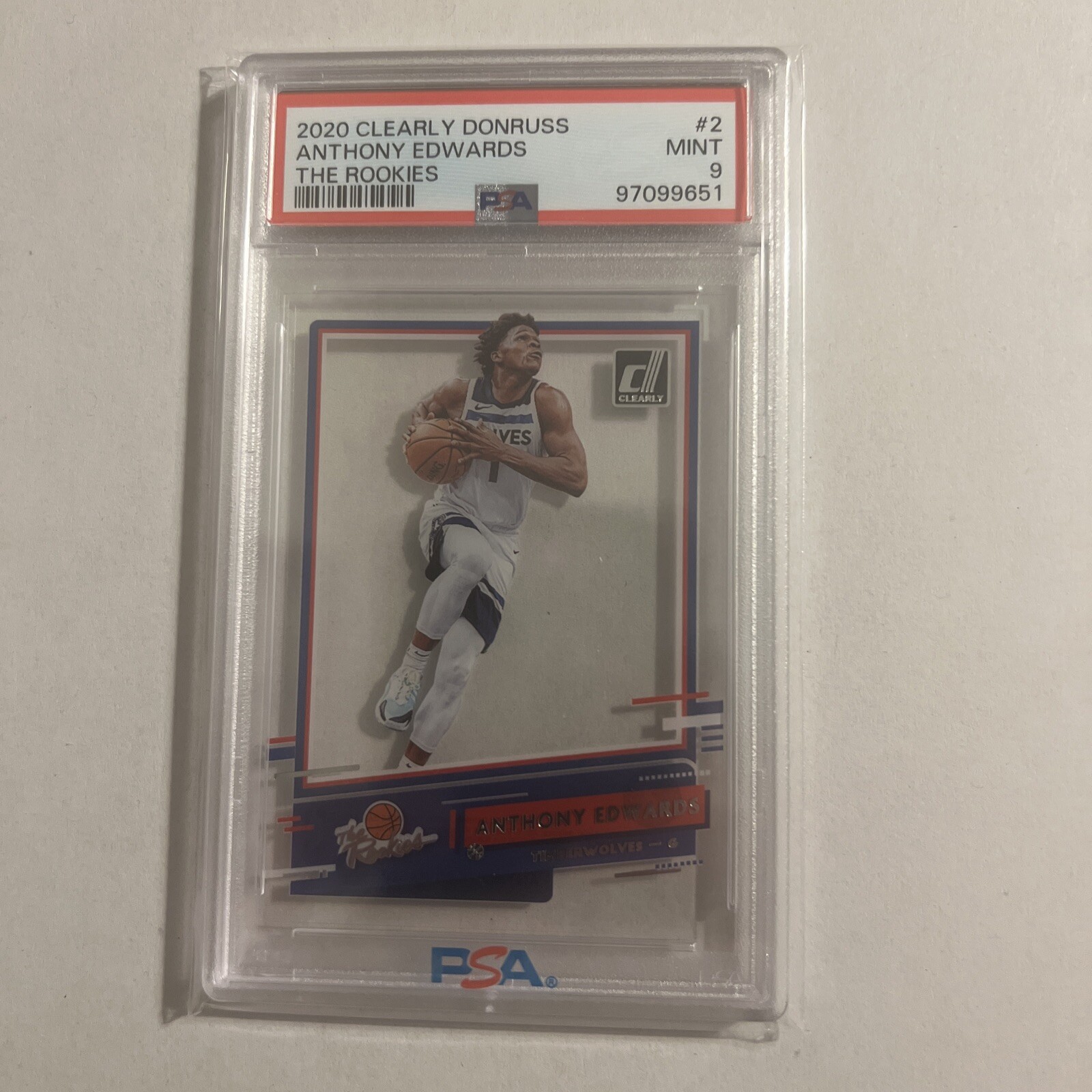 2020 Anthony Edwards The Rookies PSA 9 Clearly Donruss RC MINT Rookie Card #2