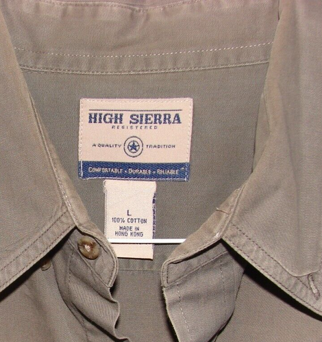 VTG High Sierra Shirt Men's Large OFF GREEN Button Up Short Sleeve Work Shirt - Picture 2 of 5