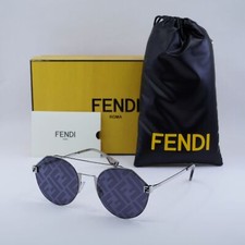 New Fendi FE40060U 16X Silver/Blue with FF Pattern Mirror 55-21-145 Sunglasses